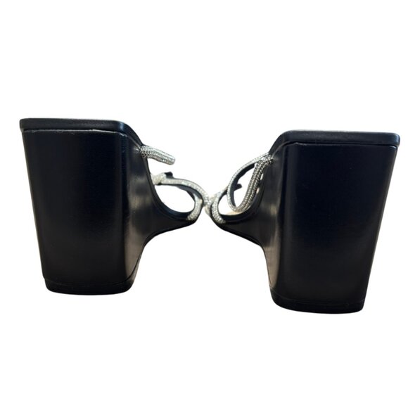 Schutz | Lauryn Wedged Sandal - Crystal Black Leather - Picture 4 of 9